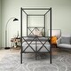 preview thumbnail 1 of 3, Vintage Twin Metal Platform Bed with Headboard - No Box Spring Needed Black
