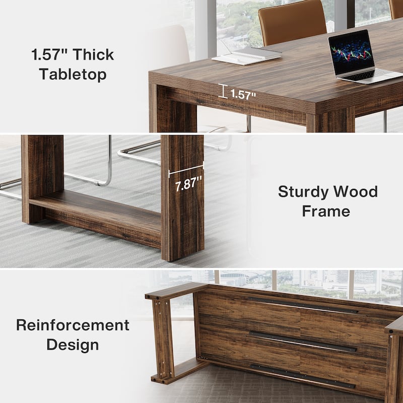 7 ft Conference Table for 6 to 8 People - 86.6" L x 27.6" W x 29.5" H