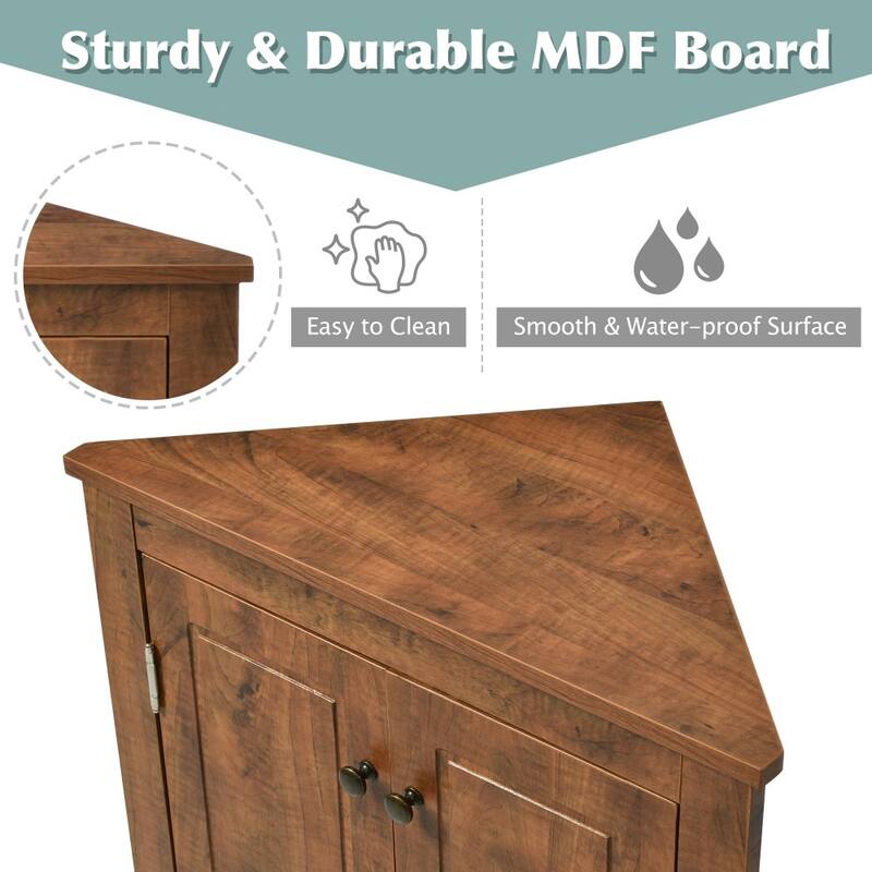 Triangle Bathroom Freestanding Storage Cabinet with Adjustable Shelves