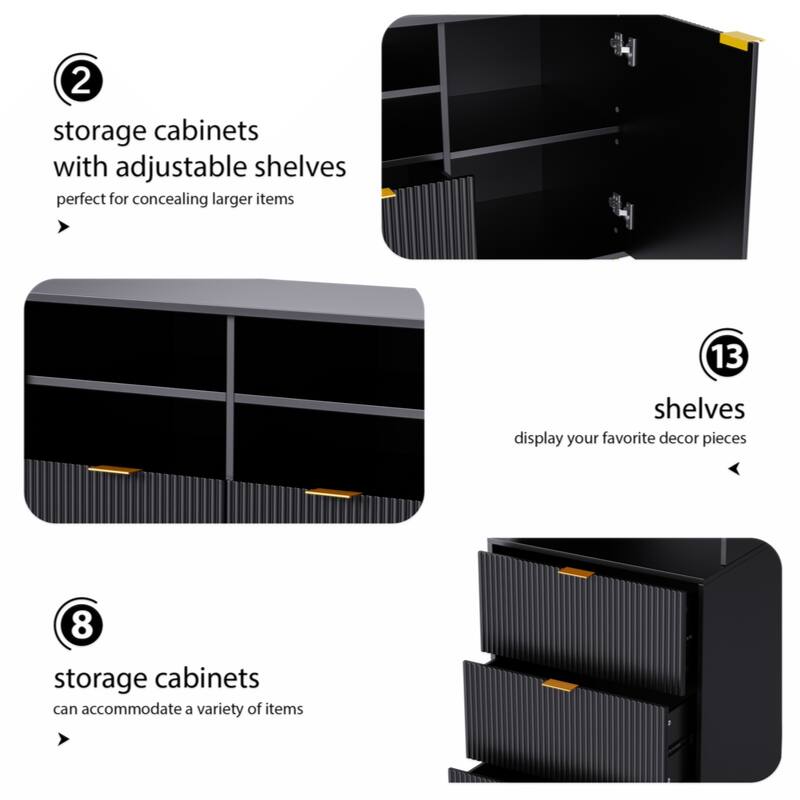 4-Piece Entertainment Wall Unit with 13 shelves,8 Drawers and 2 Cabinets,for TVs Up to 70"