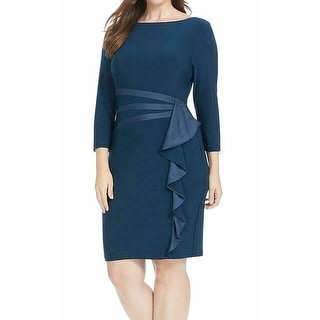 american living satin ruffle sheath dress