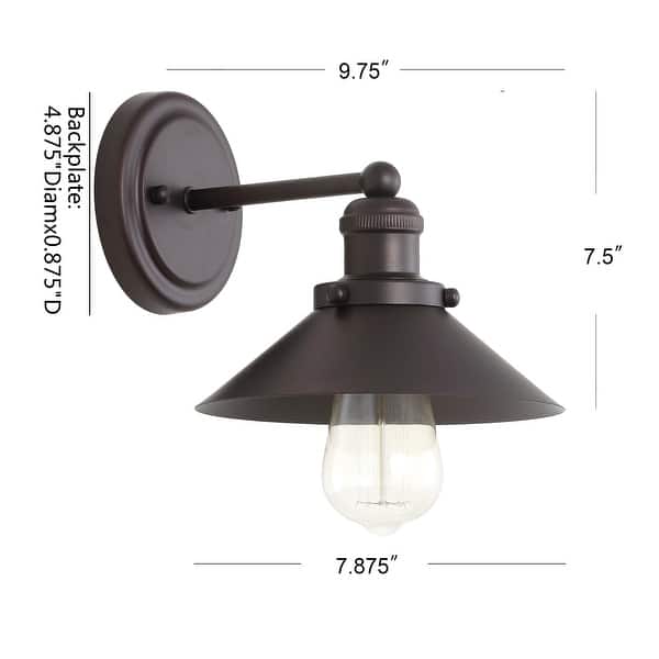 dimension image slide 9 of 22, JONATHAN Y Florence Metal Shade Sconce