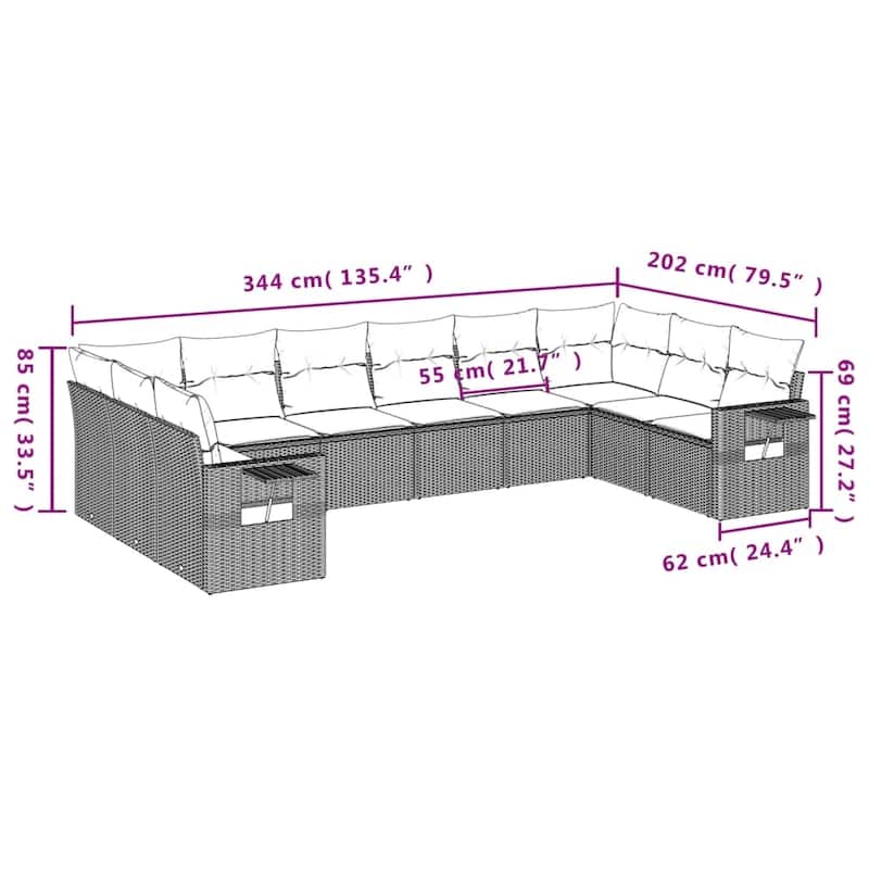 vidaXL Garden Sofa Set Black
