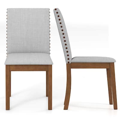 Costway Upholstered Dining Chairs Set of 2/4 with Nailhead Trim Rubber - See Details