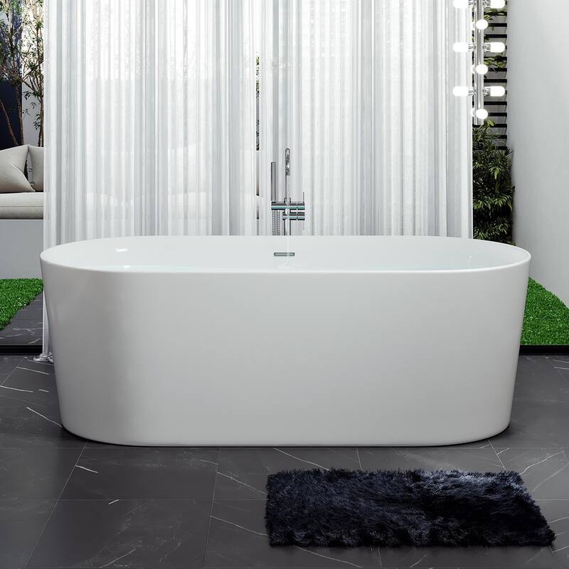 Eviva Rejoice 60" Glossy White Acrylic Freestanding Bathtub