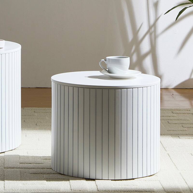 Nested table set 2 pieces, MDF coffee table set Living room/lounge area, White