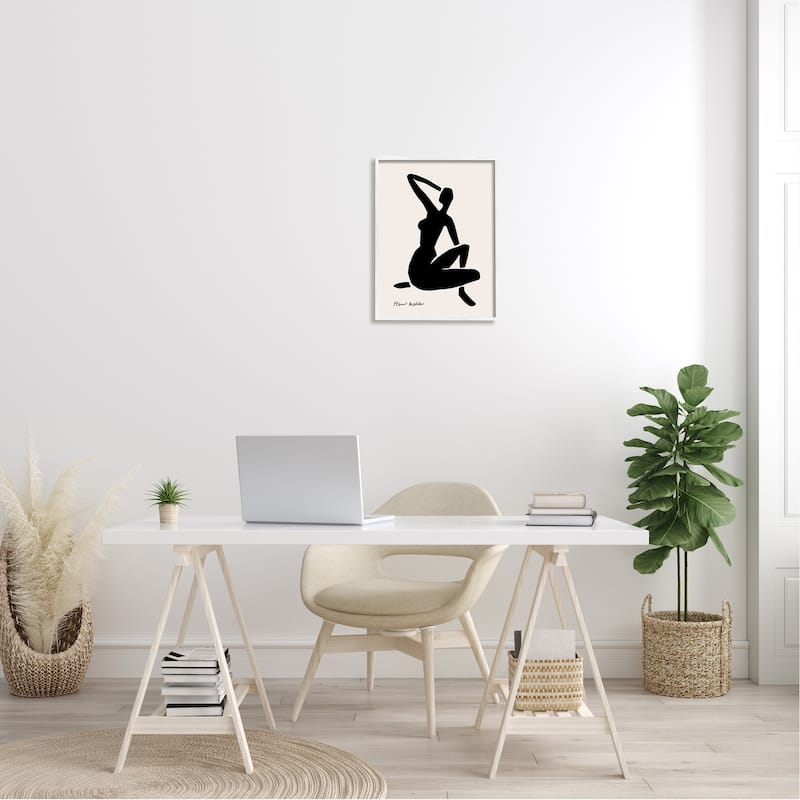 Stupell Historic Matisse Woman Sitting Minimal Silhouette Framed Wall Art - Black