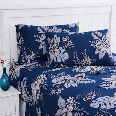 Flora Cotton Sateen Extra Deep Pocket 4-piece Bed Sheet Set