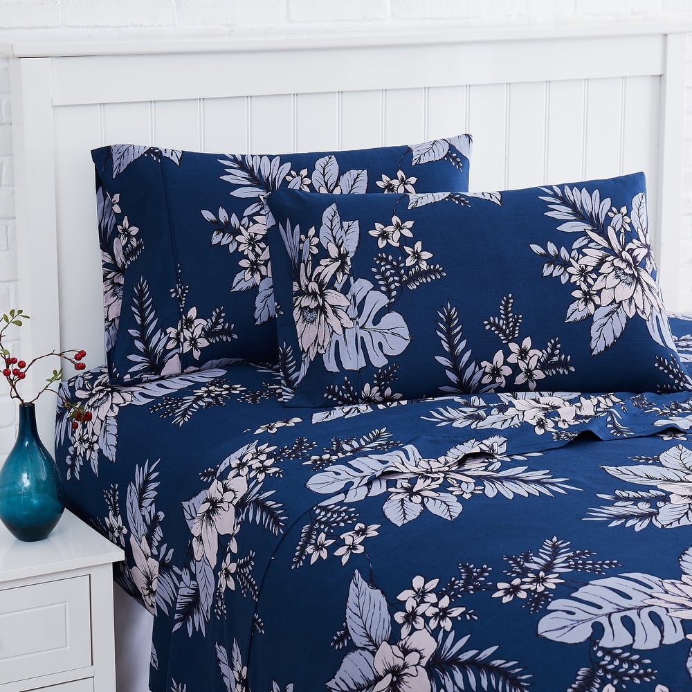 Flora Cotton Sateen Extra Deep Pocket 4-piece Bed Sheet Set