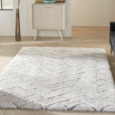 Nourison Dreamy Shag Contemporary Chevron Geometric Abstract Area Rug