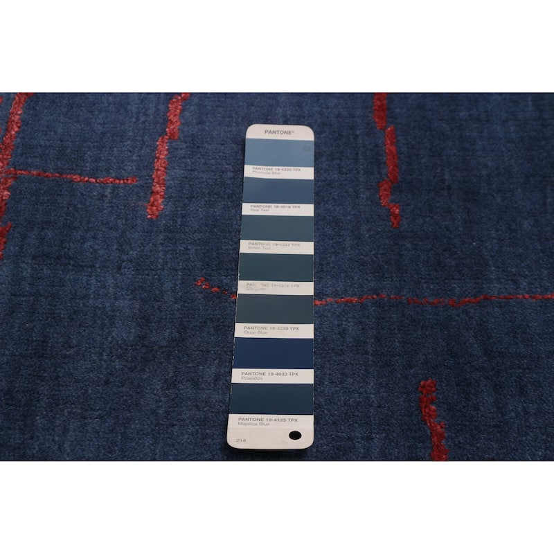 ECARPETGALLERY Hand Loomed Kashkuli Gabbeh Navy Viscose, Wool Rug - 5'8 x 7'10