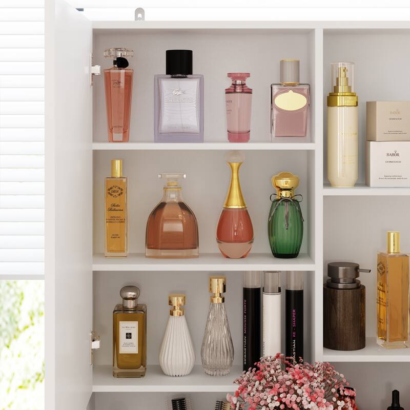 Sleek Storage Dresser with Ambient Mirror Lighting Makup Vanity Table