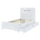 preview thumbnail 12 of 13, Bookcase Bed Twin Size Platform Bed Frame Solid Wood Storage Bed with LED Light Strip and Headboard 2 Drawers - White