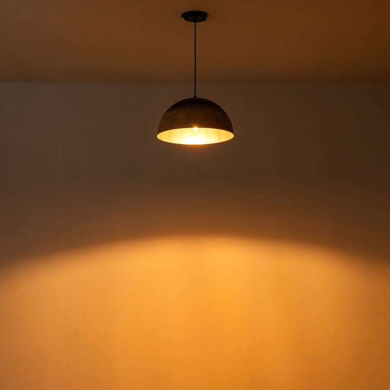 Industrial Black and Sandy Mud Finish Dome Pendant Light Fixtures Kitchen Island - W15.75"