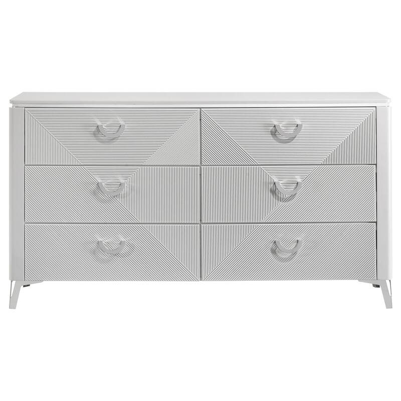 Cassia 6-drawer Bedroom Dresser Cabinet White High Gloss