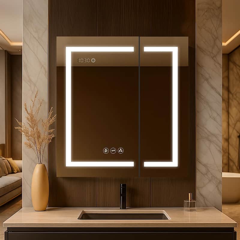 Blossom LED Medicine Cabinet with Mirror, Lighted, Defogger, USB - 30x32 Inch