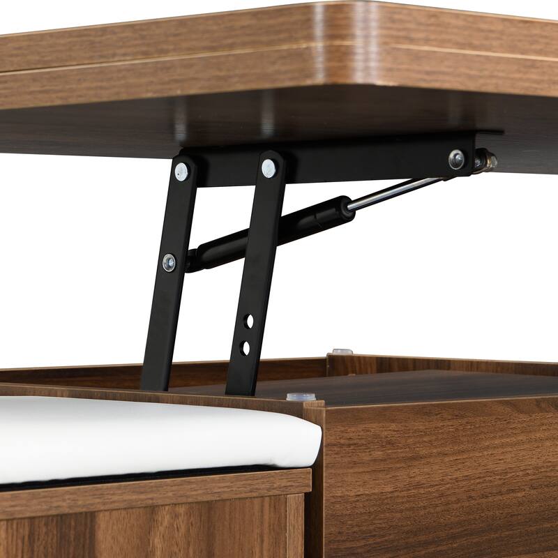 Multi-Functional Lift-Top Coffee Table with Hidden Storage and Stools,Table with 4 Stools and Casters