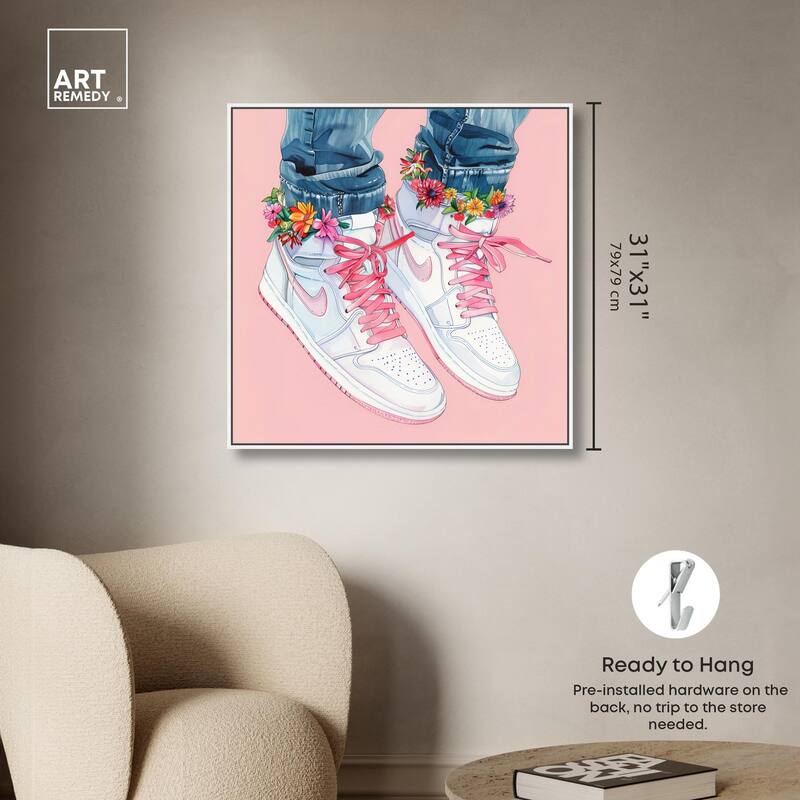 Blush Floral Bloom Sneakers Canvas by Art Remedy
