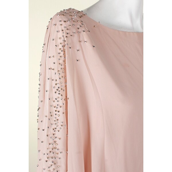 xscape plus size beaded chiffon popover dress