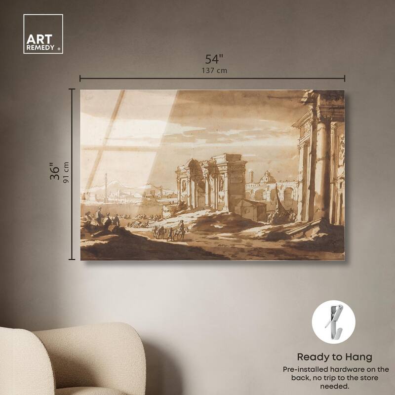 Capriccio View of Roman Ruins Acrylic by Art Remedy, Ready to Hang