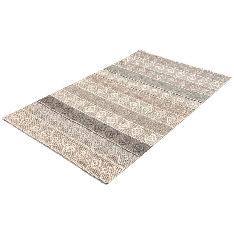 ECARPETGALLERY Braid weave Sienna Khaki Wool Rug - 5'1 x 8'5