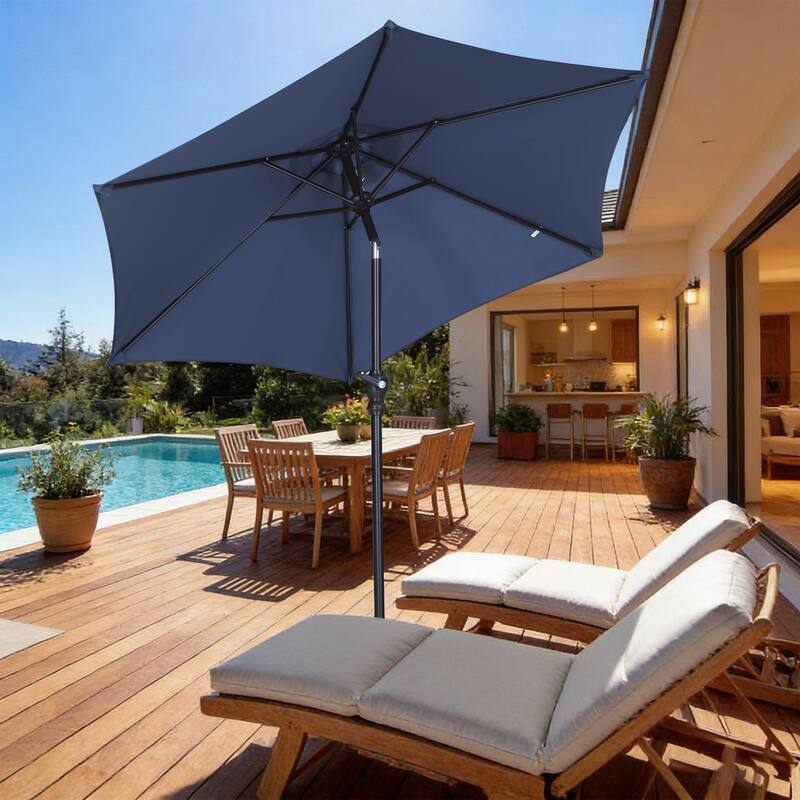 7.5ft Patio Umbrella Push Button Tilt Outdoor Market Umbrella Without Base - Navy Blue