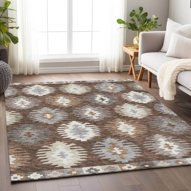 Premium Washable Super Soft Southwest Global Mayfield Rug - Brown - 9' x 12'