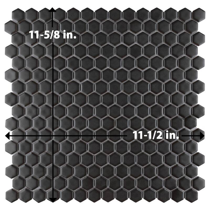 Merola Tile Colmena Hex Matte Carbon 11-1/2" x 11-5/8" Porcelain Mosaic Floor and Wall Tile