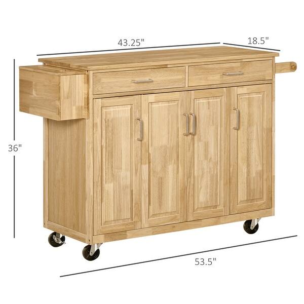 Modern Kitchen Island w/ Drawers Storage Tool Caddy Microwave