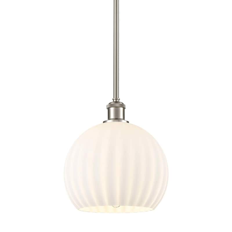 Innovations Lighting 516-1S-12-10 White Venetian Pendant White - Brushed Satin Nickel / White Venetian
