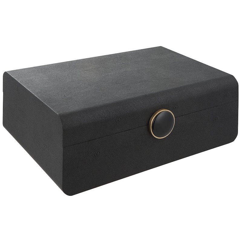 Uttermost Lalique Black Shagreen Box - 12.875 W x 4.5 H x 9 D (inches)