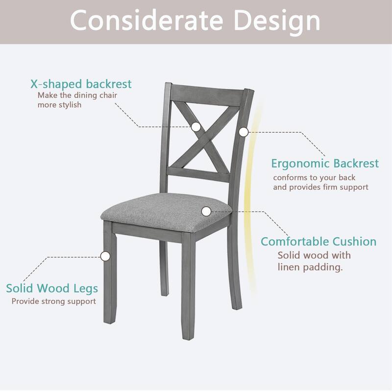 Dining Chairs Only, Wooden Dining Chairs Set of 4, Kitchen Chair with Padded Seat, Upholstered Side Chair for Dining Room