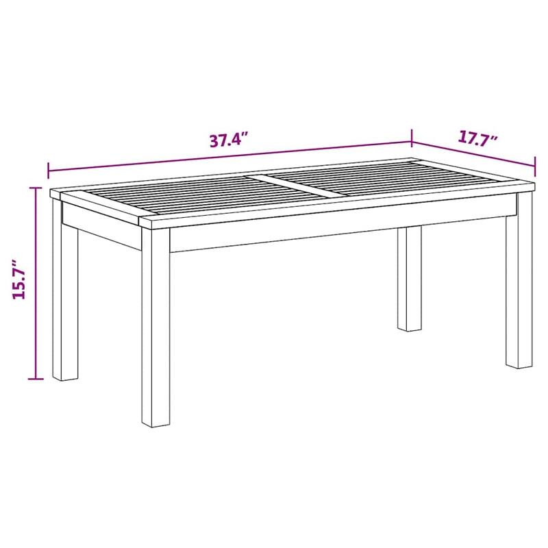 vidaXL Garden Table Natural 95 x 45 x 40 cm Solid teak wood - 37.4 x 17.7 x 15.7