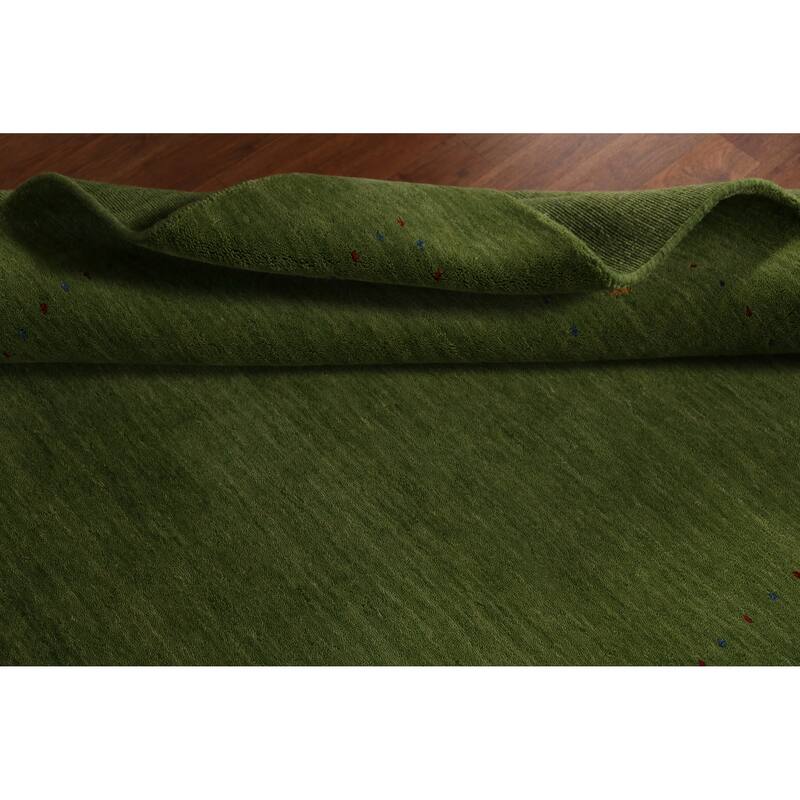 Hand Knotted Oriental 100% Wool Carpet Tribal Tribal Green Gabbeh Area Rug - 7' 7'' X 5' 3''