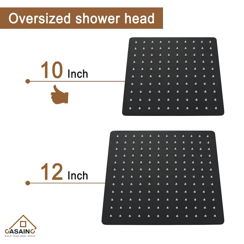 2-Function 10-In Wall Mounted Shower System (Matte Black)