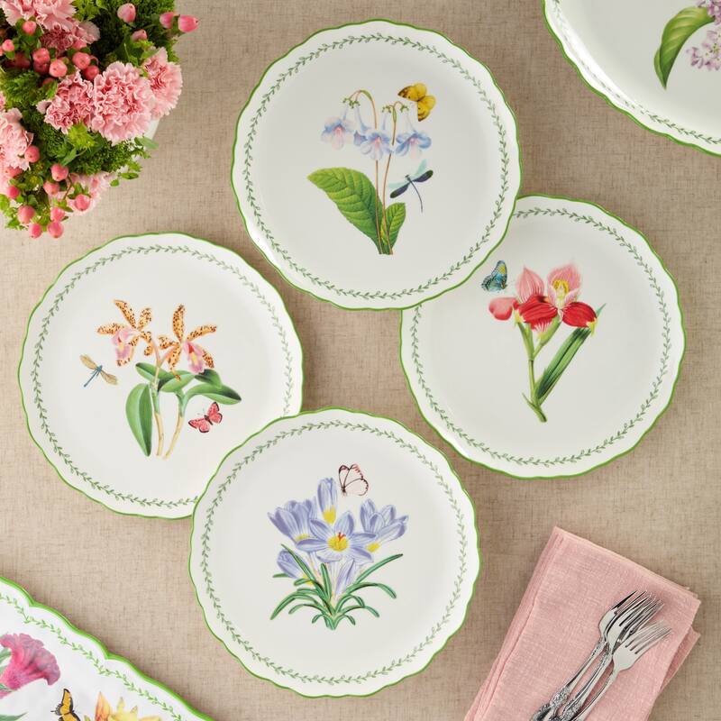 Certified International Mirabella 10.5" Dinner Plates, Set of 4 Assorted Designs - 10.50"L x 10.50"W x 1.00"H