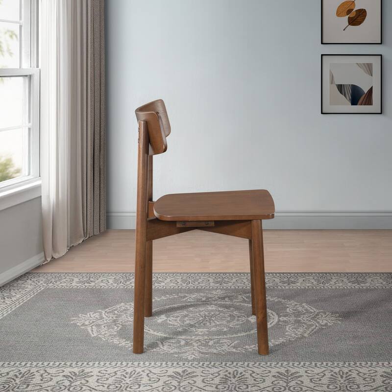 GDFStudio - Mid-Century Modern Solid Wood Dining Chair Set with Contoured Seat Design and Curved Backrest, Set of 2 - 17.7"