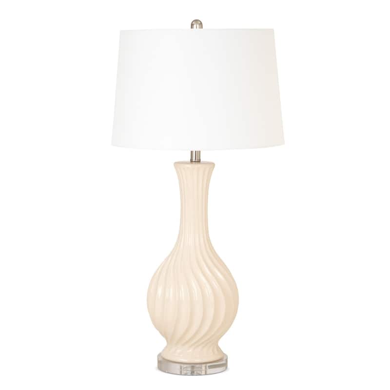 HomeRoots Set of 2 Light Gray Curved Ceramic Table Lamps - 15 W x  33 D x  17 H