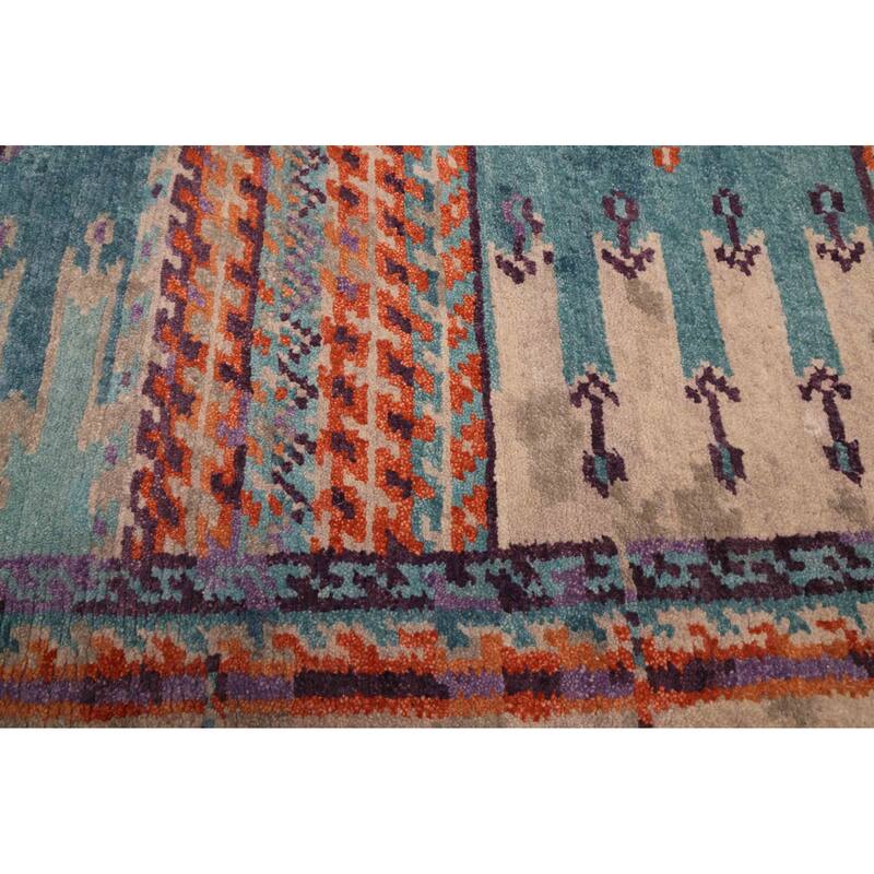 ECARPETGALLERY Hand-knotted Kathmandu Turquoise Wool Rug - 8'6 x 9'9