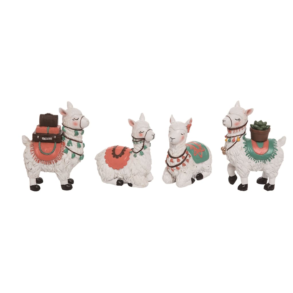 Transpac Resin Lama Figurine Set of 4 Spring Home Decorations