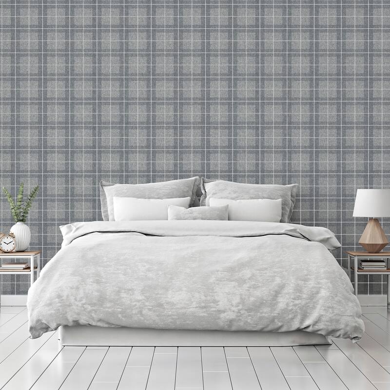 Arthouse Hudson Grey Checkered Plaid Wallpaper
