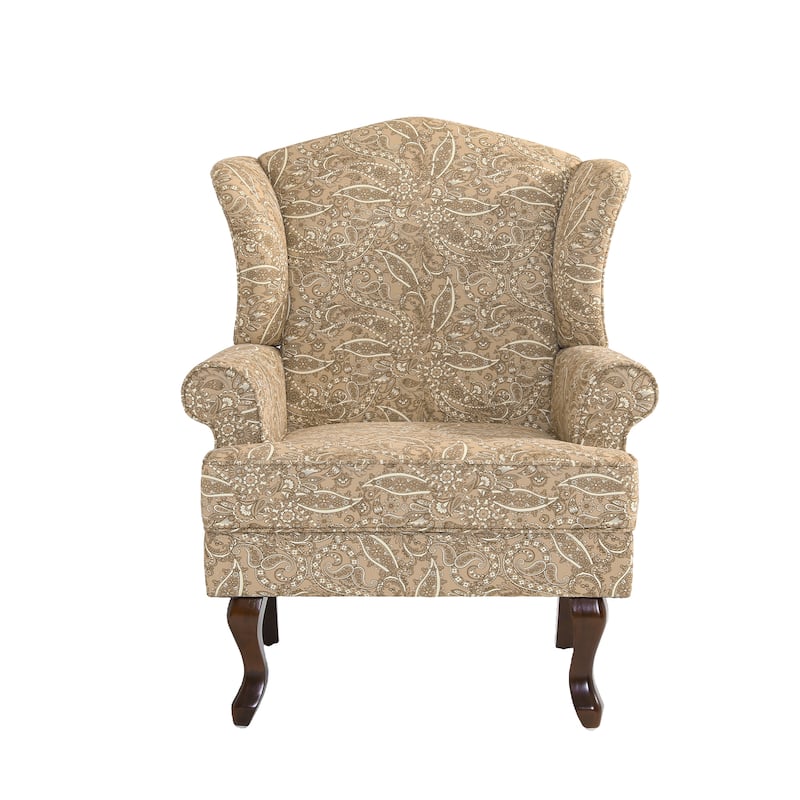 31" W Modern Upholstered Linen Wing Back Accent Chair with Rolled Arm