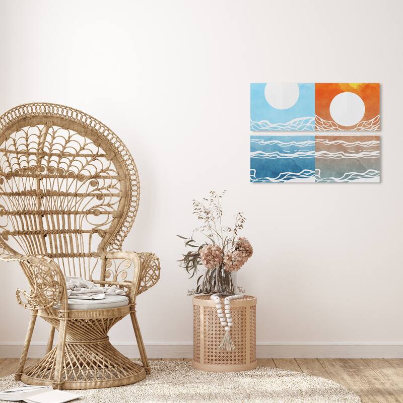 Wynwood Studio Canvas Abstract Gradient Waves Set Blue and Mid-Century Modern Wall Art Canvas Print - 24 x 36