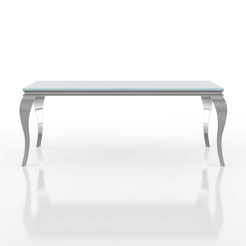 Furniture of America Pizo Glam 79-inch Chrome Leg Glass Top Dining Table