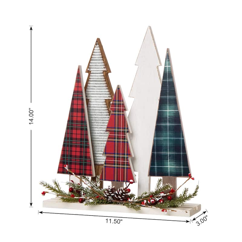 Glitzhome 14"H Wooden Christmas Tabletop Tree Floral Centerpiece Decor