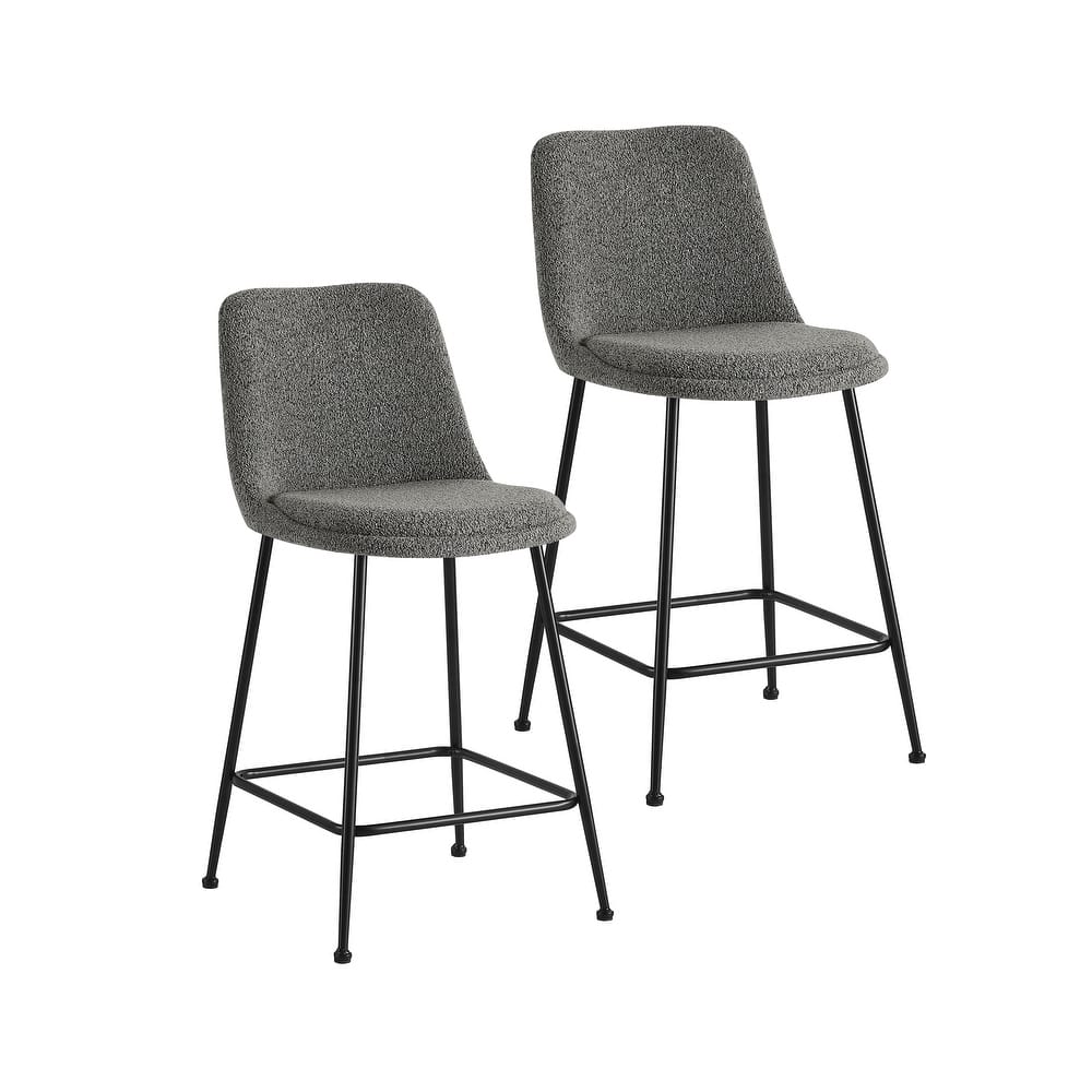 Porthos Home Teo Fabric Armless Counter Stools with Steel Legs, Set of 2