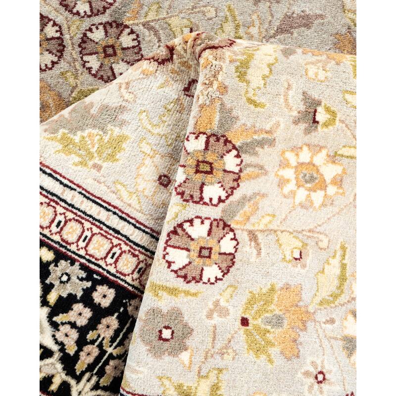 Overton Hand Knotted Wool Vintage Inspired Traditional Mogul Ivory Runner Rug - 10' 6" X 2' 8"