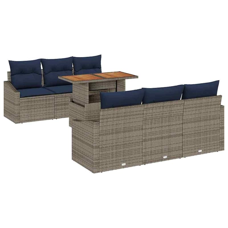 vidaXL 7 Piece Garden Sofa Set with Cushions - 70.1×24.4×27.2