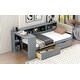 preview thumbnail 4 of 11, Grey Wood Twin Size Platform Bed with Storage Shelves and 2 Drawers