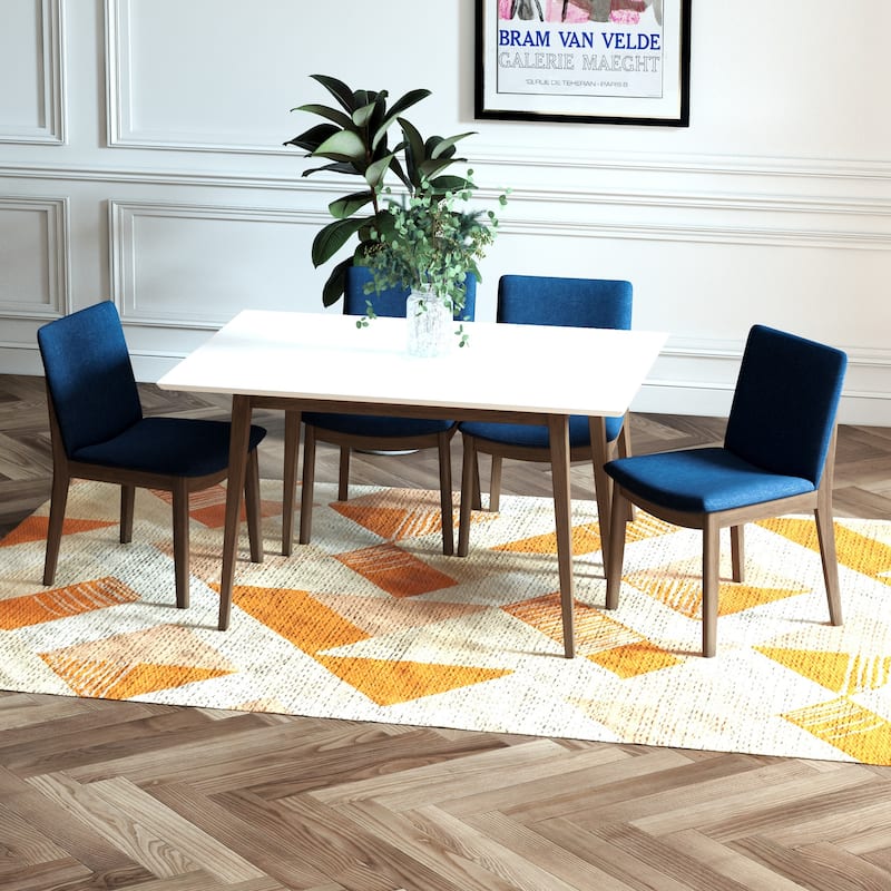 Varsan Modern Solid Wood Dining Table and Chair Set 5 Piece Dining Room Furniture Set